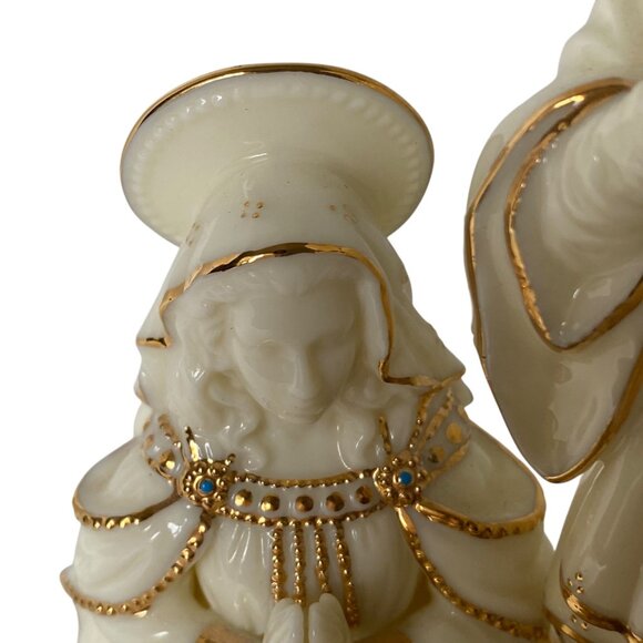 San Francisco Music Box Co Ceramic Nativity Scene Gold Silent Night Christmas - Picture 8 of 11